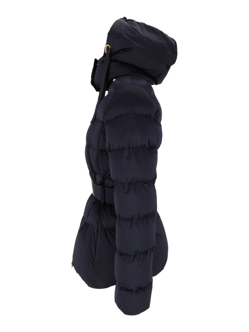 Elisabetta Franchi Black Padded Belted Hooded Jacket