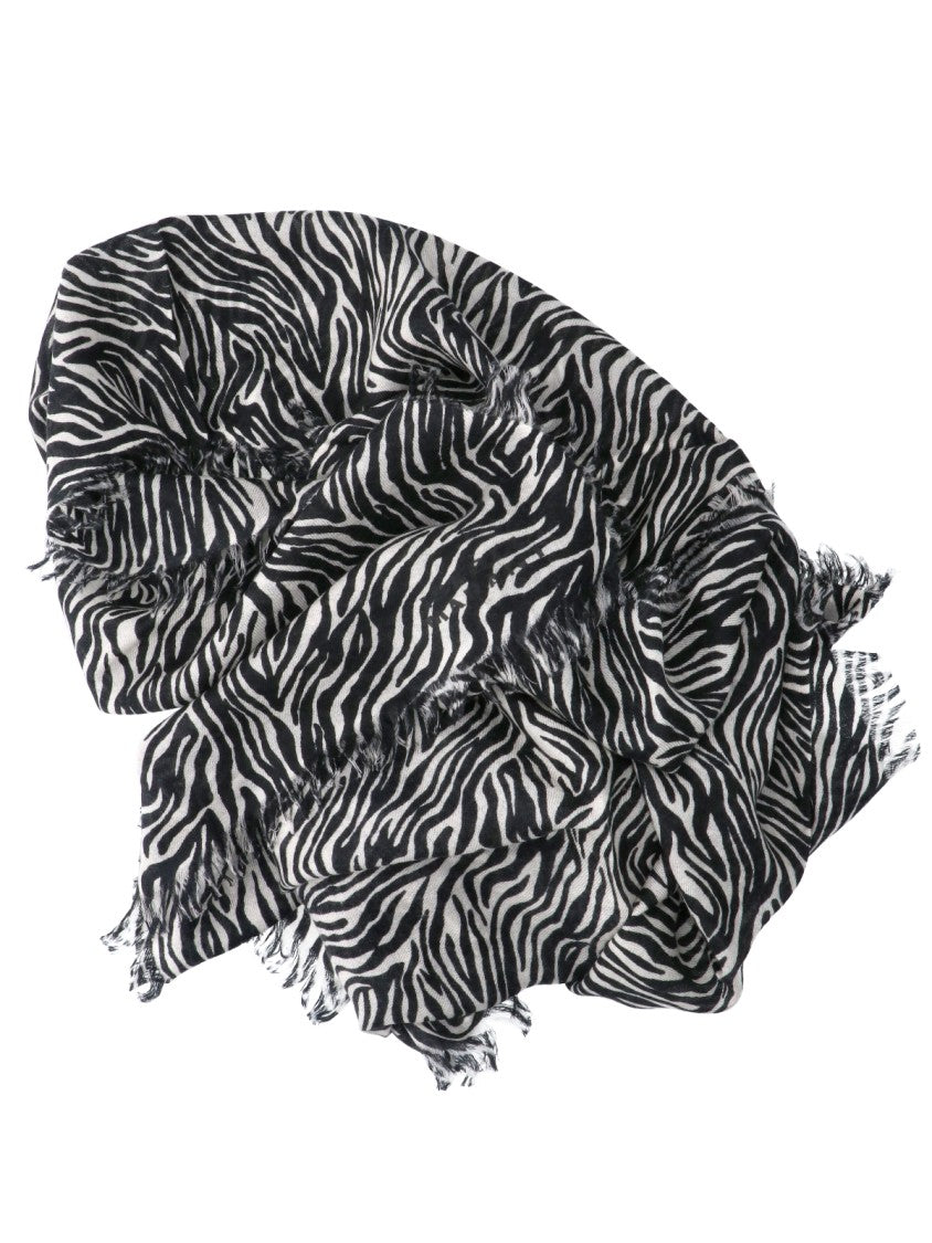 Isabel Marant Alecia Multicolor Animal Print Fringed Cashmere-Wool Scarf
