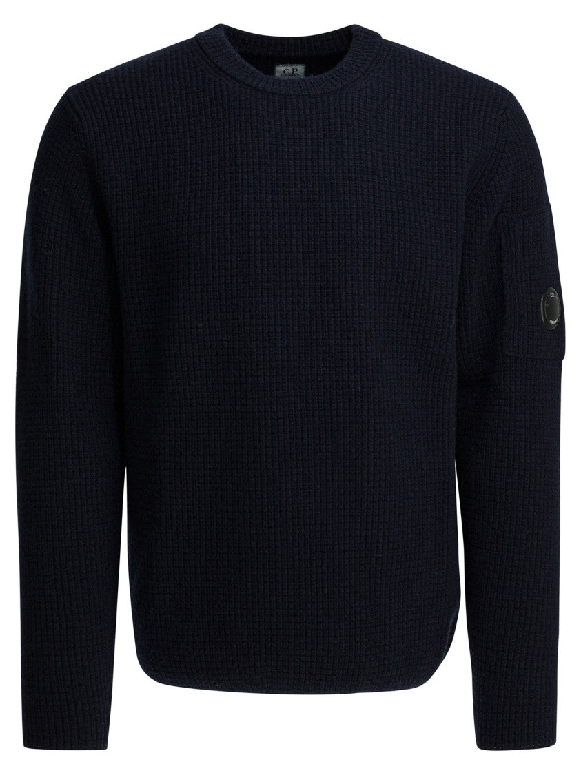 C.P. Company Textured Knit Wool-Polyamide Sweater With Logo Patch