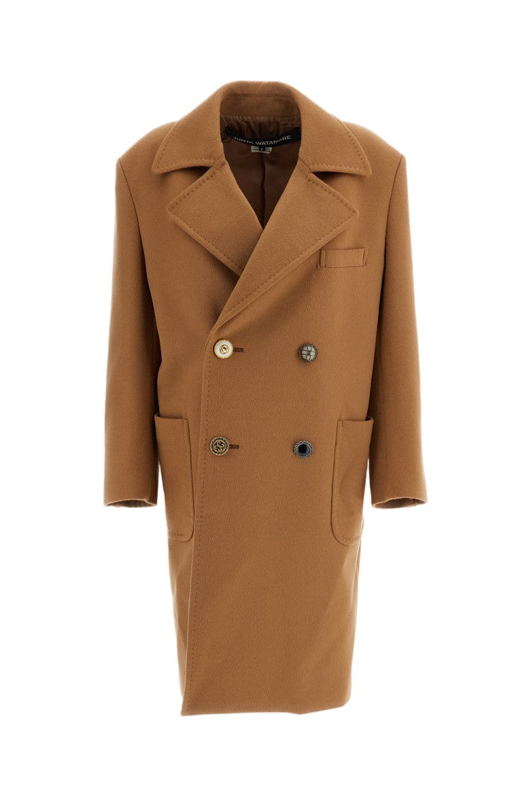 Junya Watanabe Camel Wool-Cashmere Jewel Button Double-Breasted Coat