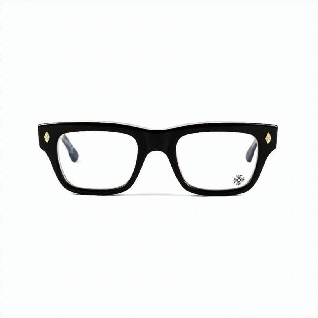 Chrome Hearts Rectangular Acetate Sunglasses With Gold Accents