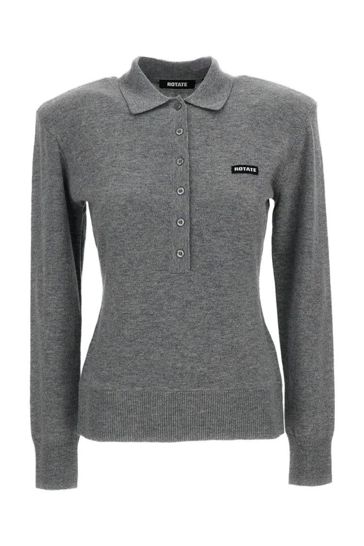 Rotate Grey Merino Wool Cashmere Slim Cardigan