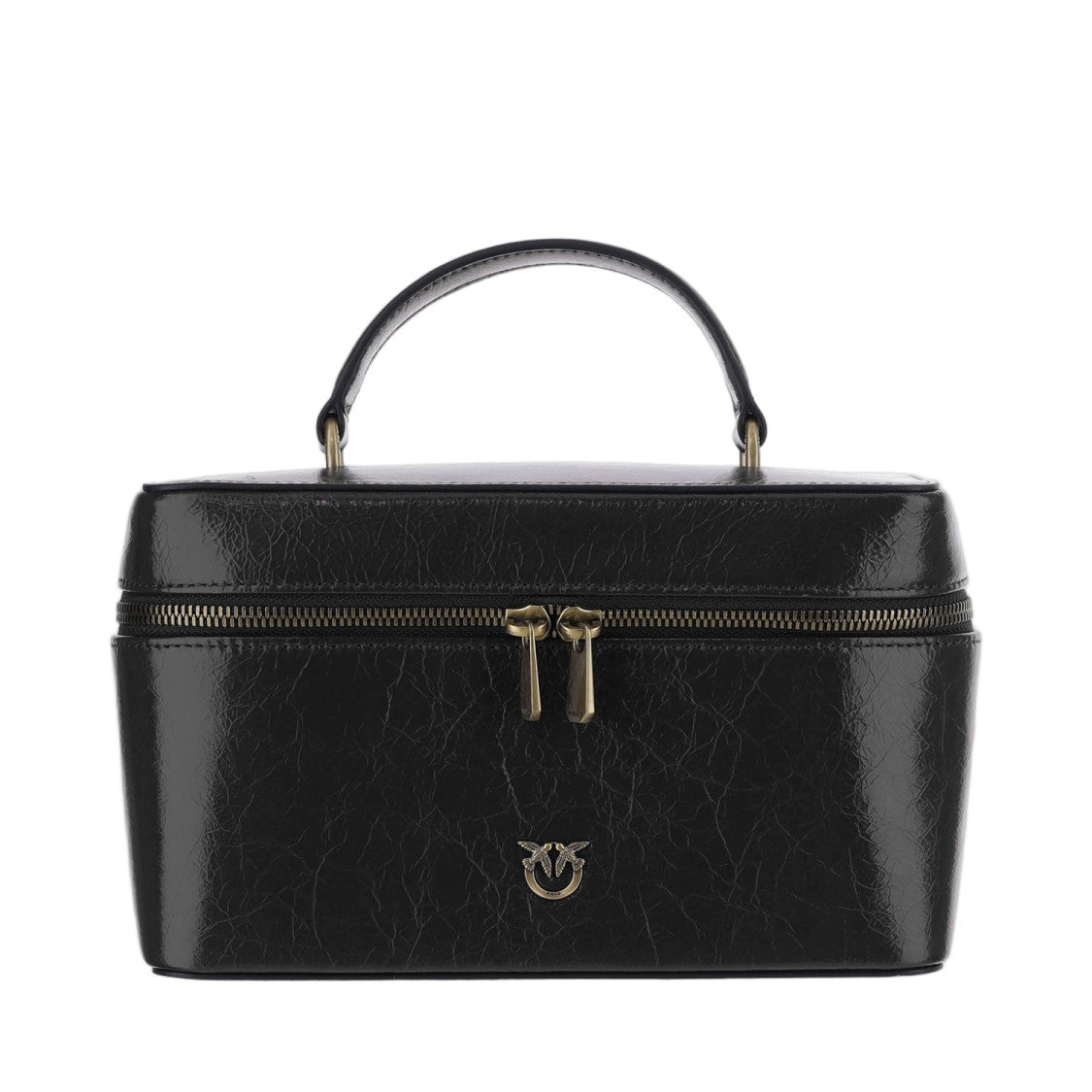 Pinko Black Love Birds Lambskin Vanity Bag