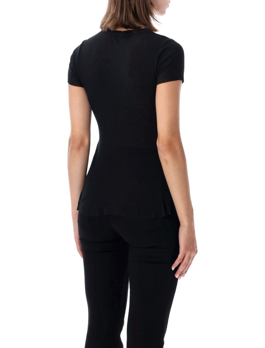James Perse Short Sleeve Ribbed Cotton-Cashmere T-Shirt