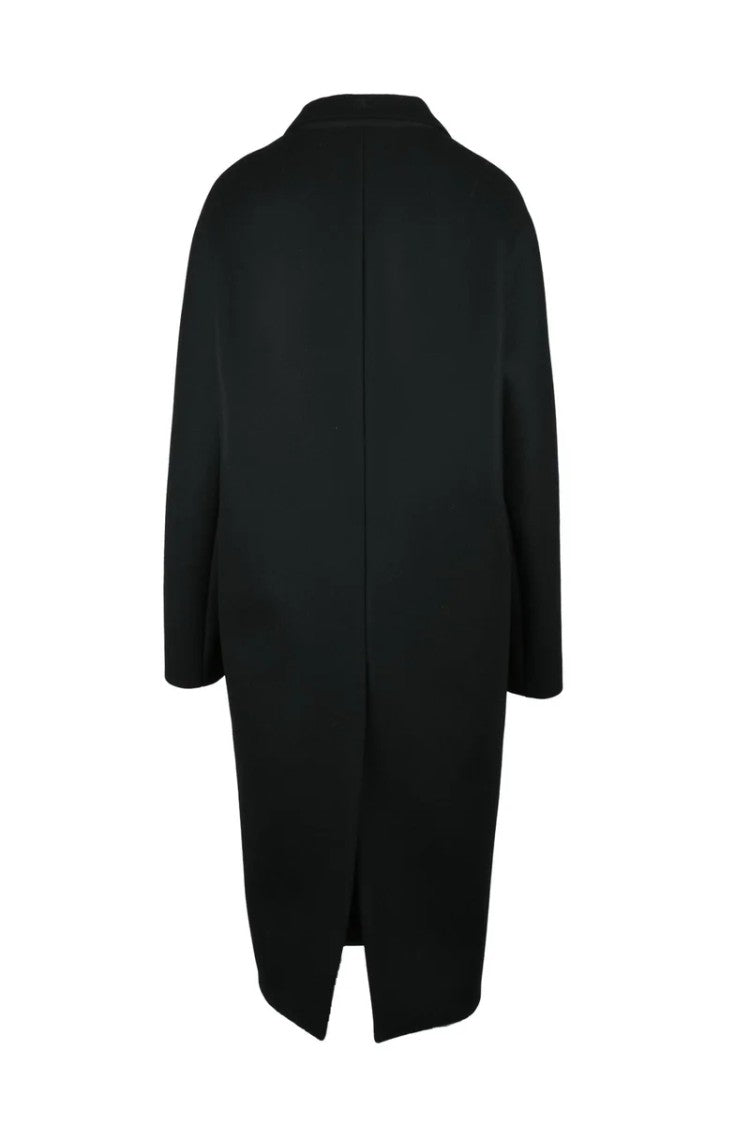 Courrèges Wool Coat Button Detail - Black