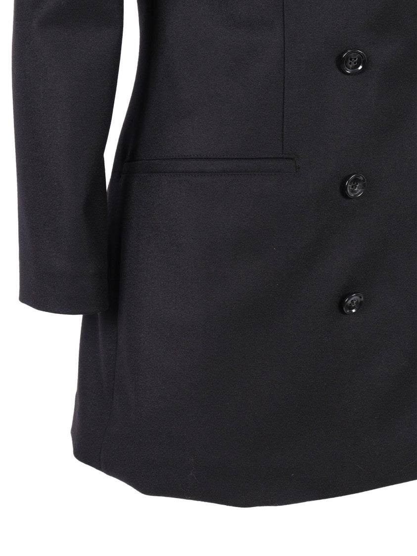 Alberta Ferretti Double-Breasted Virgin Wool Jacket With Deep V-Neckline