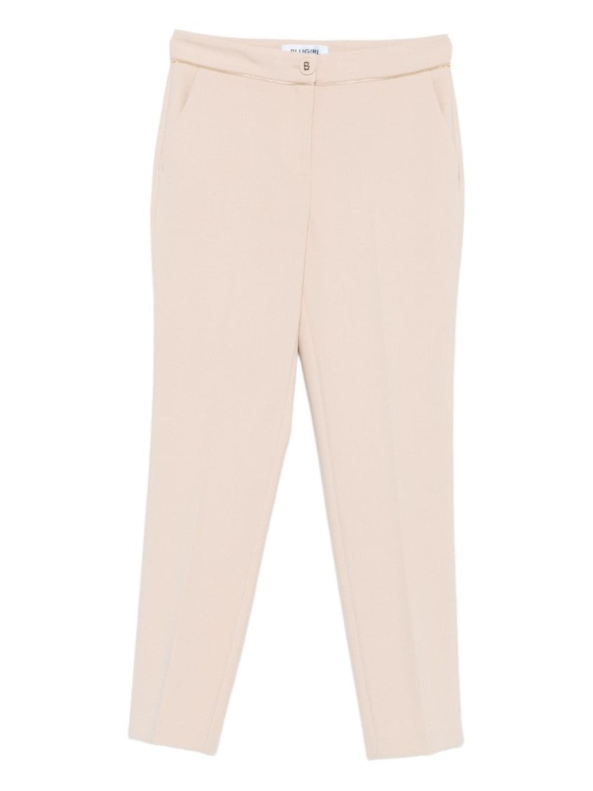 Blugirl Tailored Beige Pants With Decorative Button