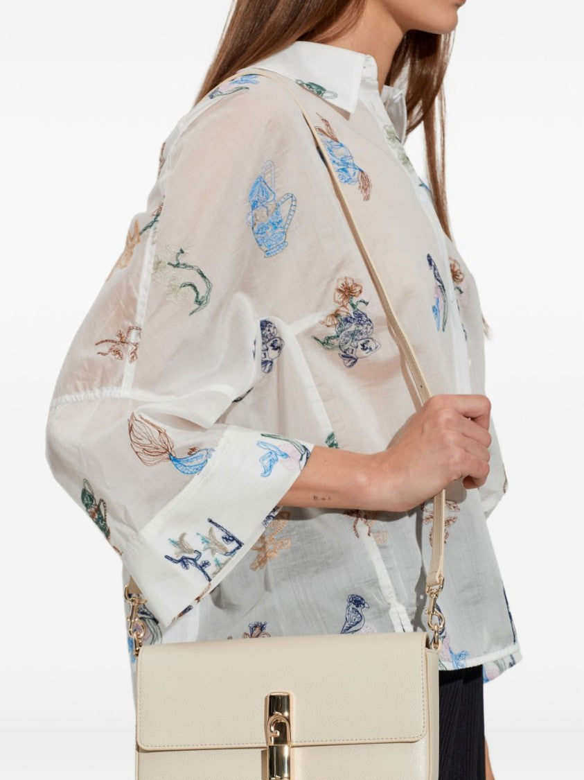 Furla White Iride Crossbody Textured Leather Bag