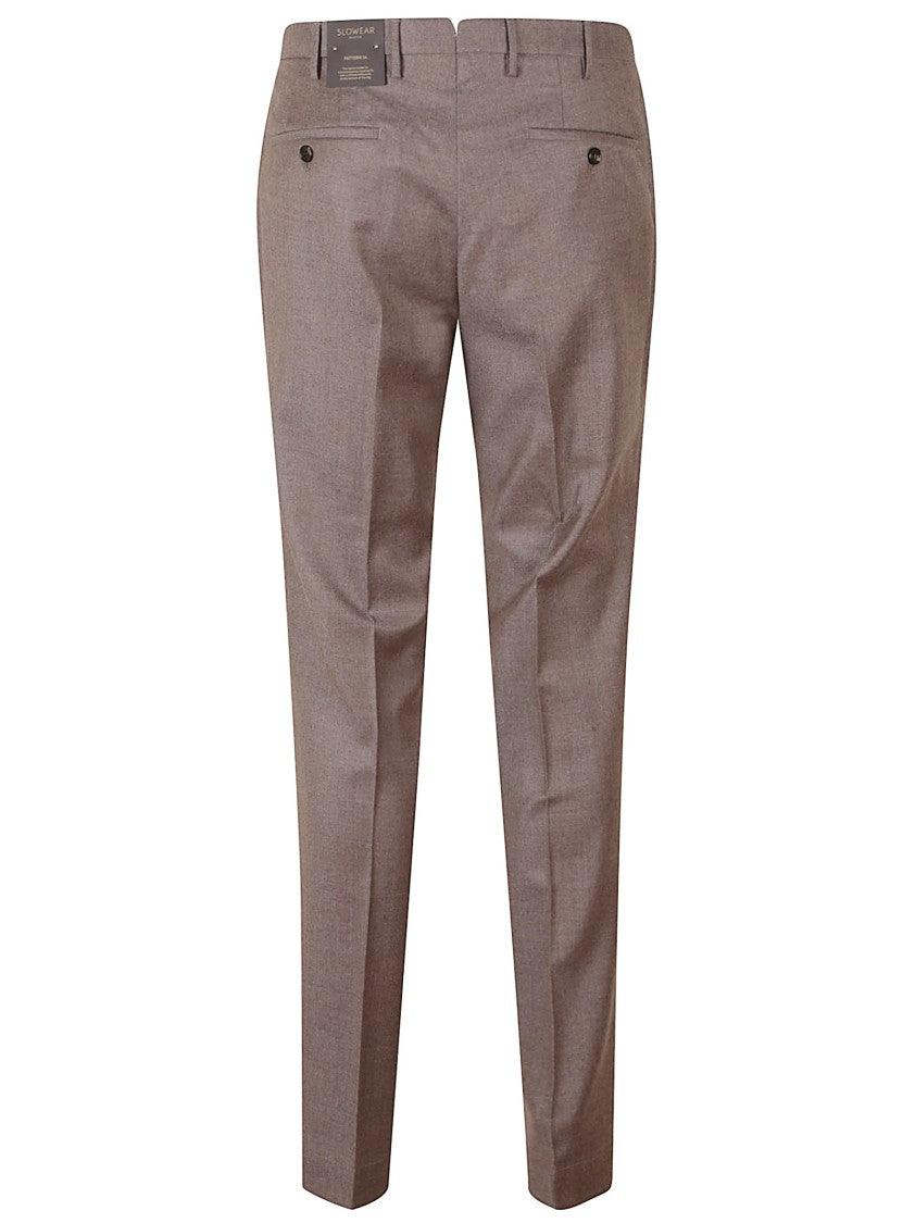 Incotex Tailored Brown Wool Trousers With Sharp Creases