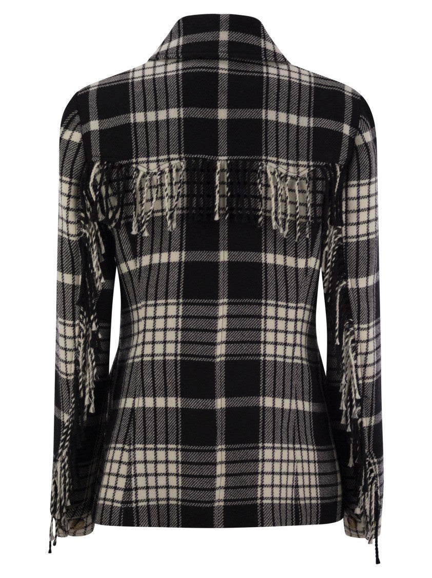 Polo Ralph Lauren Plaid Wool Jacket With Fringes