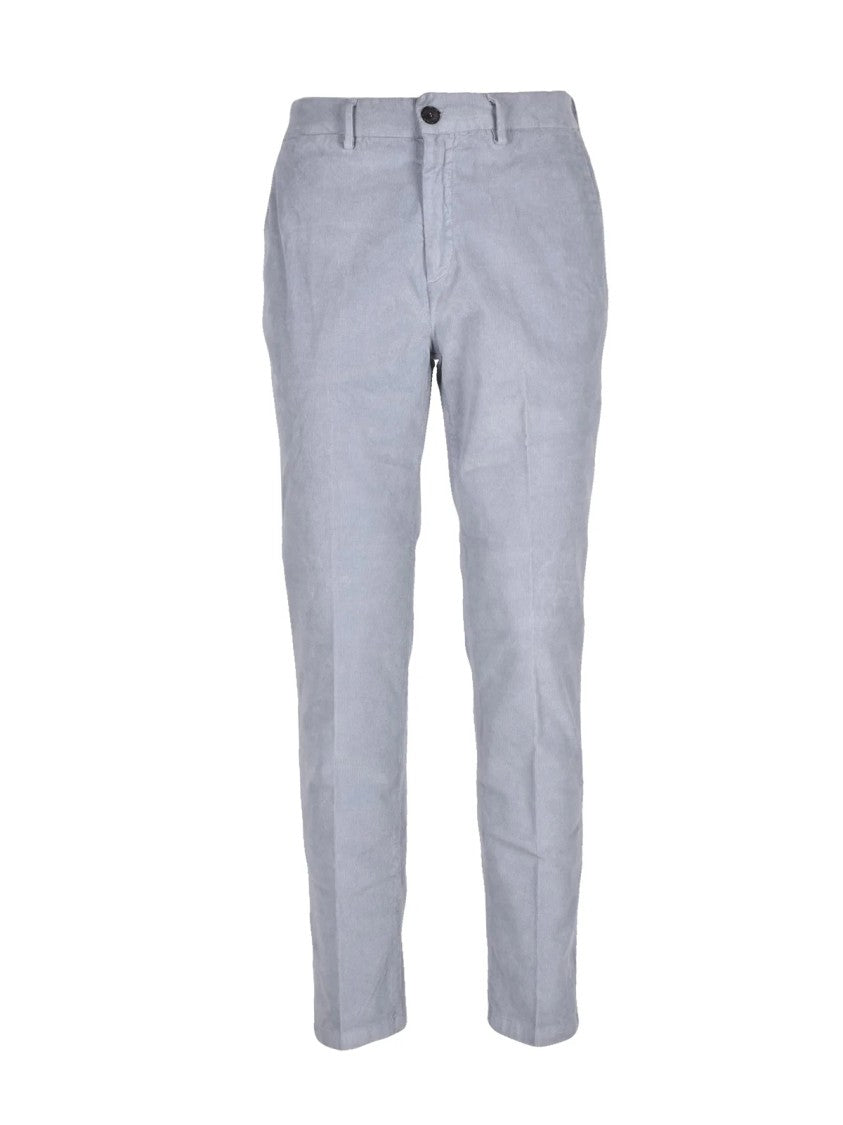 Cruna Light Grey Stretch Cotton-Blend Corduroy Straight-Leg Pants