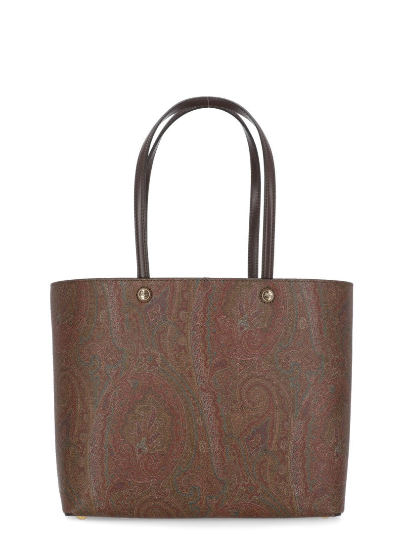 Etro Rectangular Cotton Shopping Bag With Contrasting Paisley Pattern