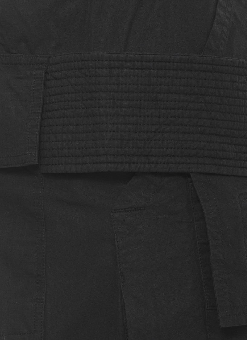 Drkshdw By Rick Owens Black Creatch Wide Cotton Cargo Pants