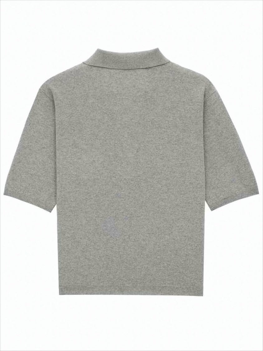 Saint Laurent Short-Sleeved Knit Polo Shirt With Classic Collar