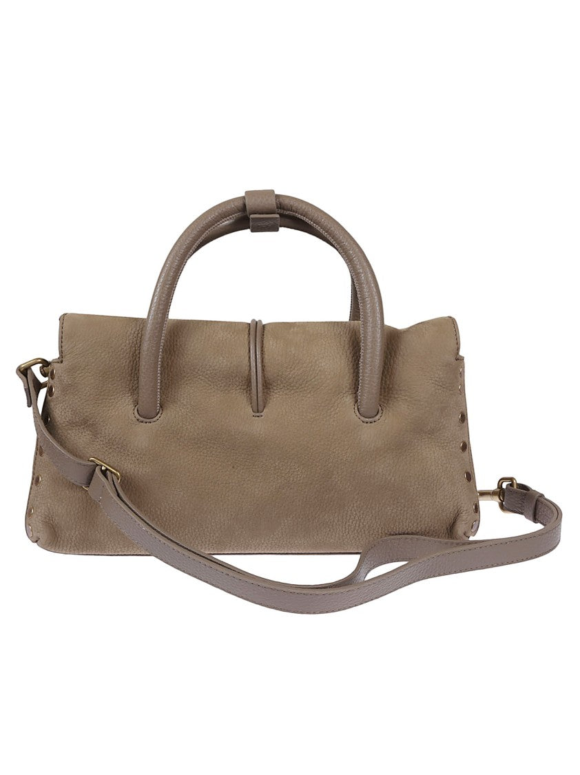 Zanellato Textured Soft Leather Shoulder Bag With Lock Closure