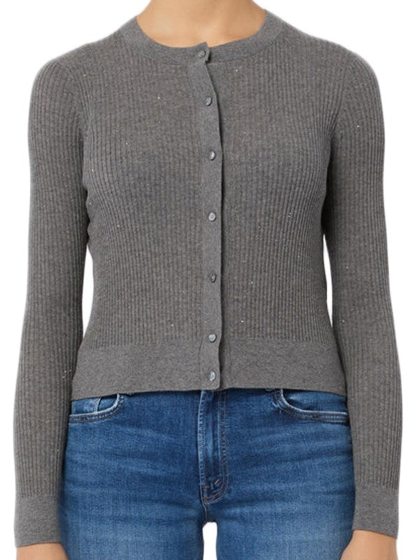 Max Mara Ribbed Silk-Wool Cardigan With Button-Down Front