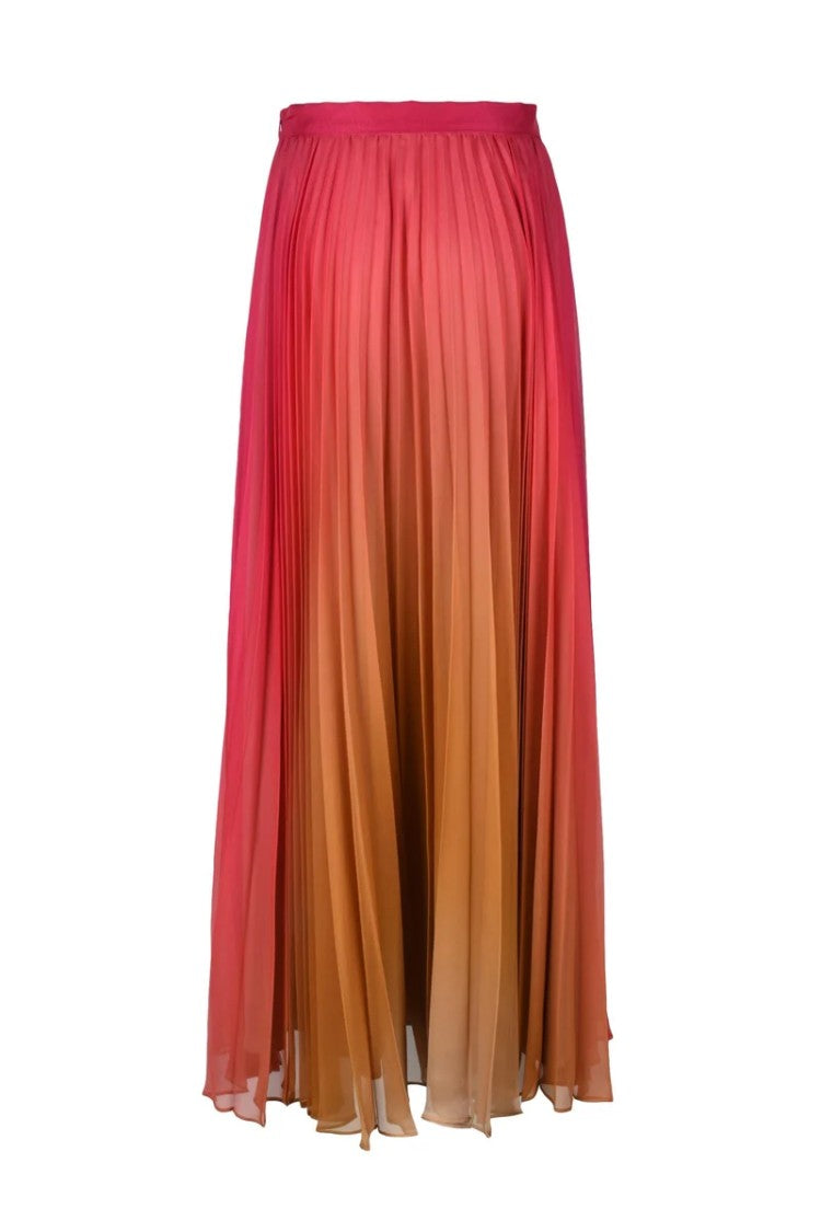 Twin-Set Pleated Skirt Polyester - Beige/Fuchsia