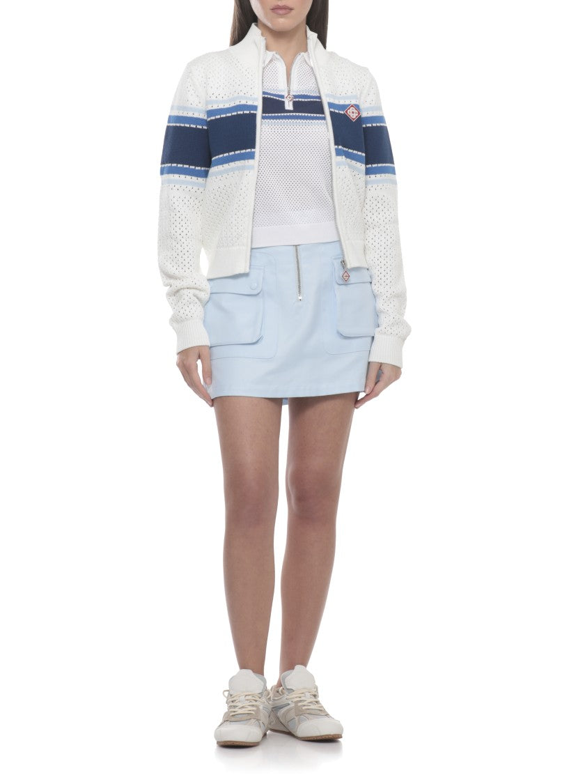 Casablanca White Mesh Stripe Perforated Jacket