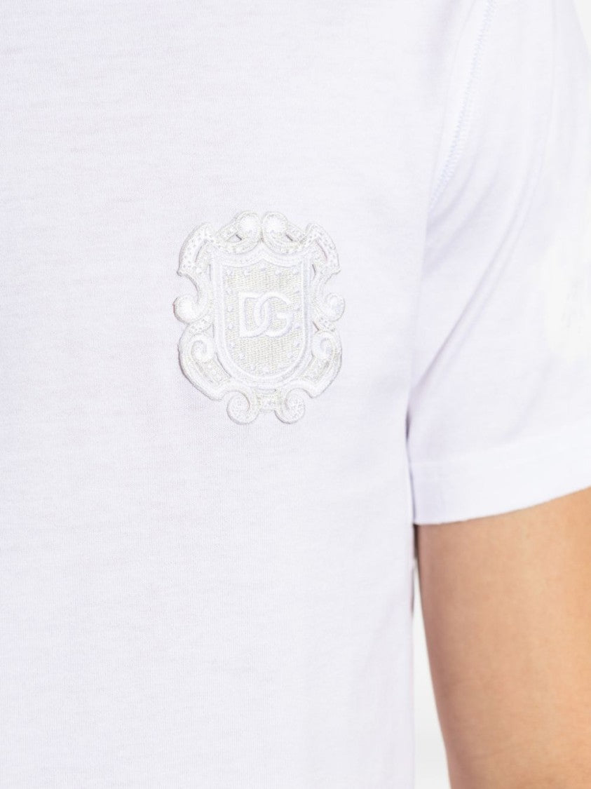Dolce & Gabbana Black Short-Sleeve Embroidered Crest T-Shirt