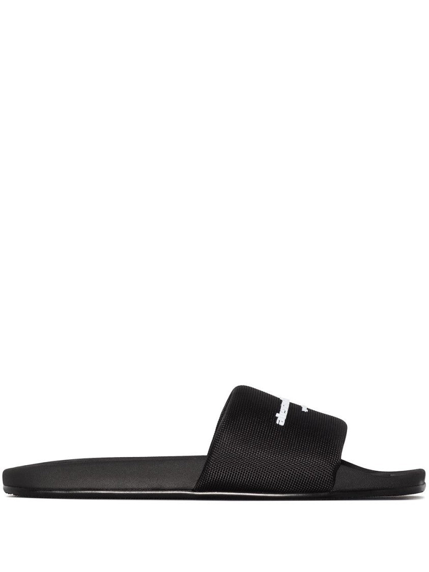 Alexander Wang Logo-Print Flat Slides