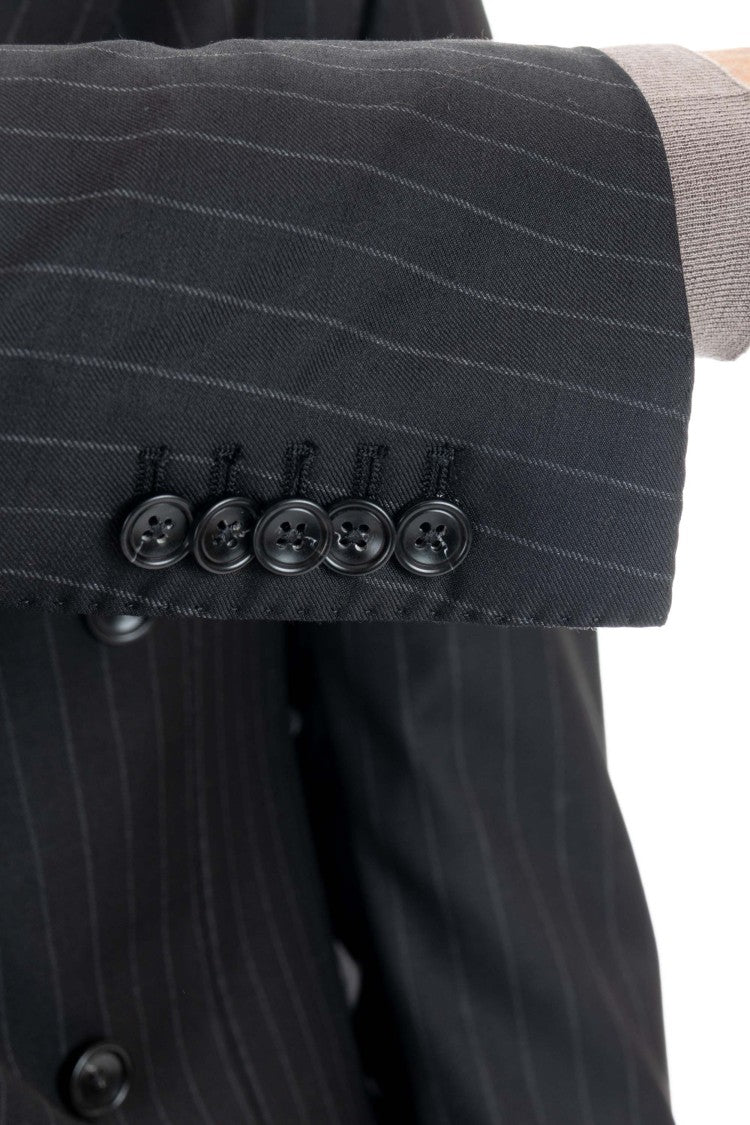 Tagliatore Double-Breasted Pinstripe Wool Suit Mod. Black