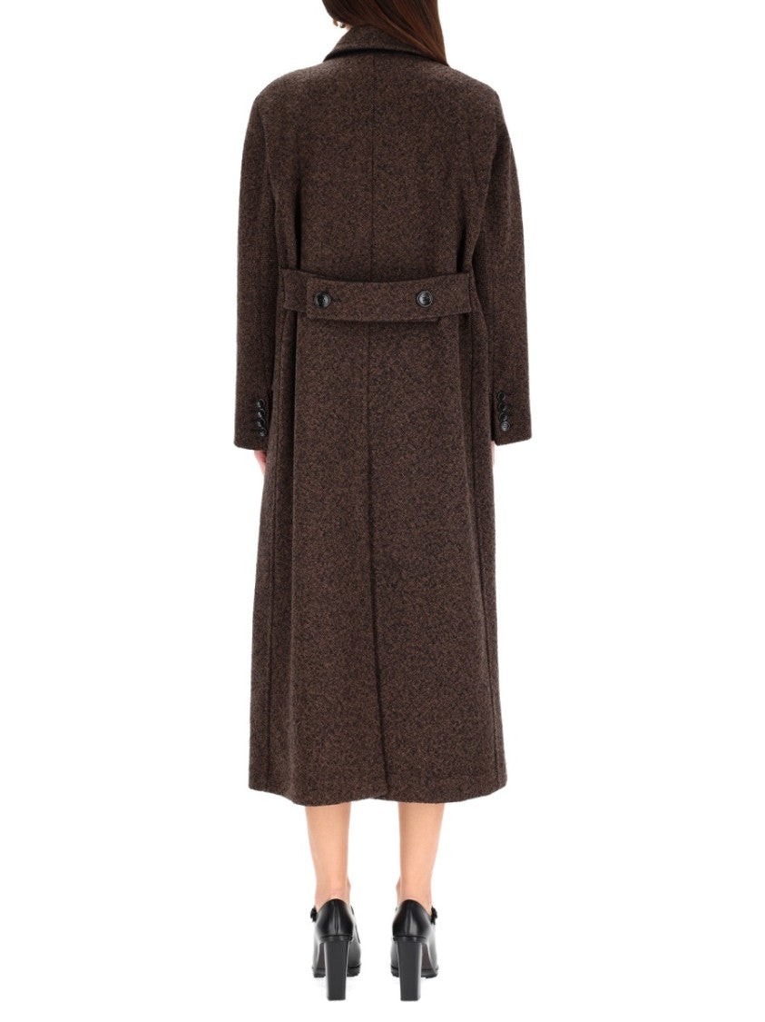 Max Mara Bow Long Double-Breasted Wool-Blend Coat