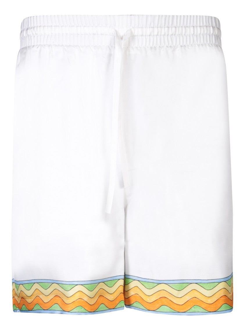 Casablanca Silk Shorts With Elasticated Waistband And Contrasting Detail