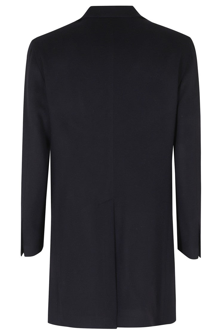Tagliatore Blue Single-Breasted Silver Embellishment Wool-Blend Coat