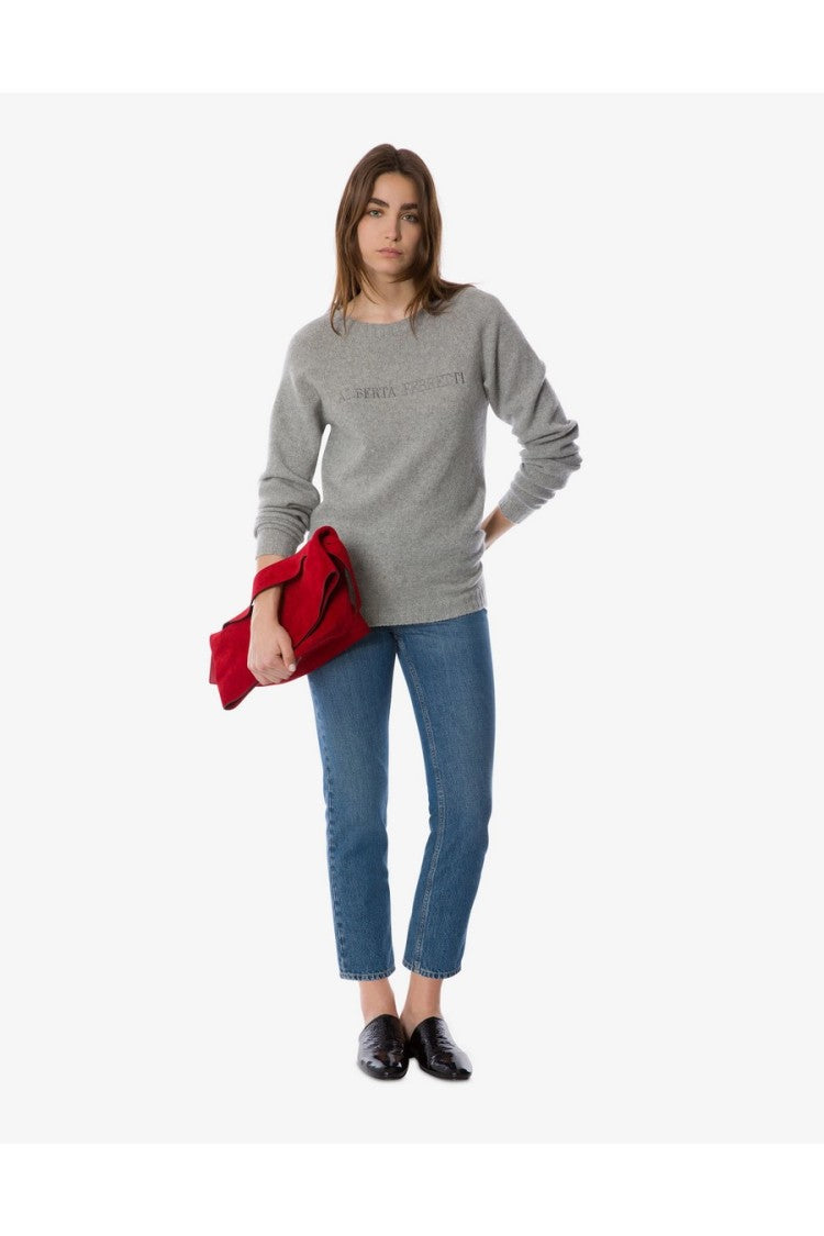 Alberta Ferretti Grey Wool-Blend Sweater