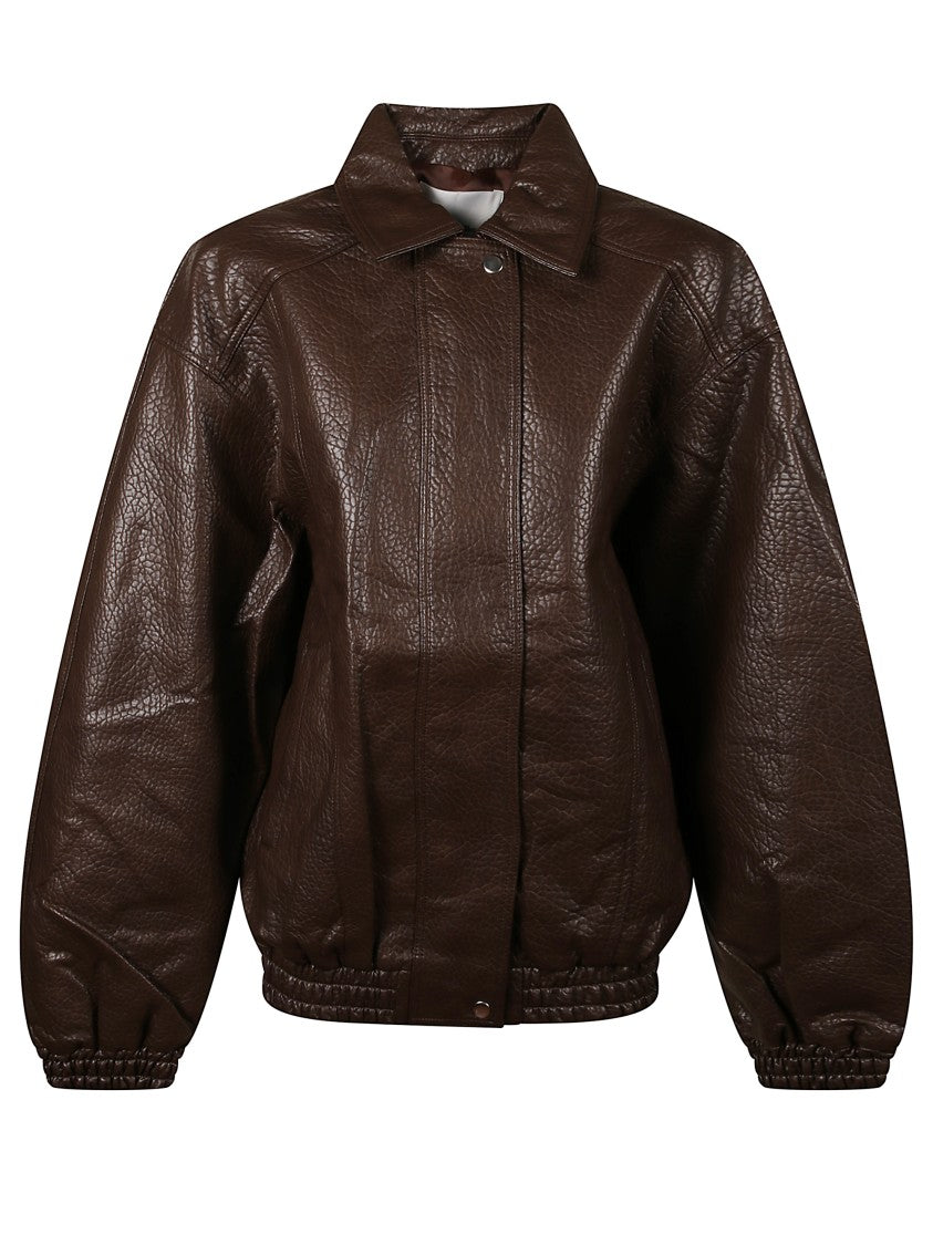 The Frankie Shop Grained Faux Leather Jacket With Classic Collar
