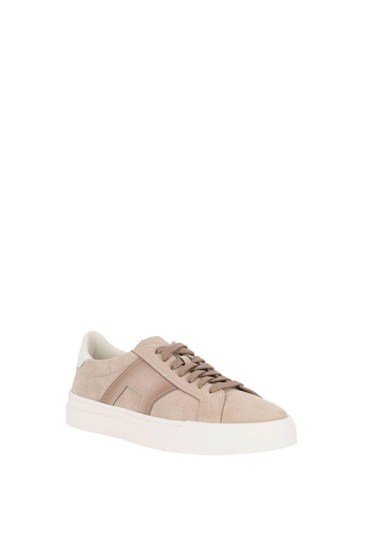 Santoni Leather Double Buckle Sneakers