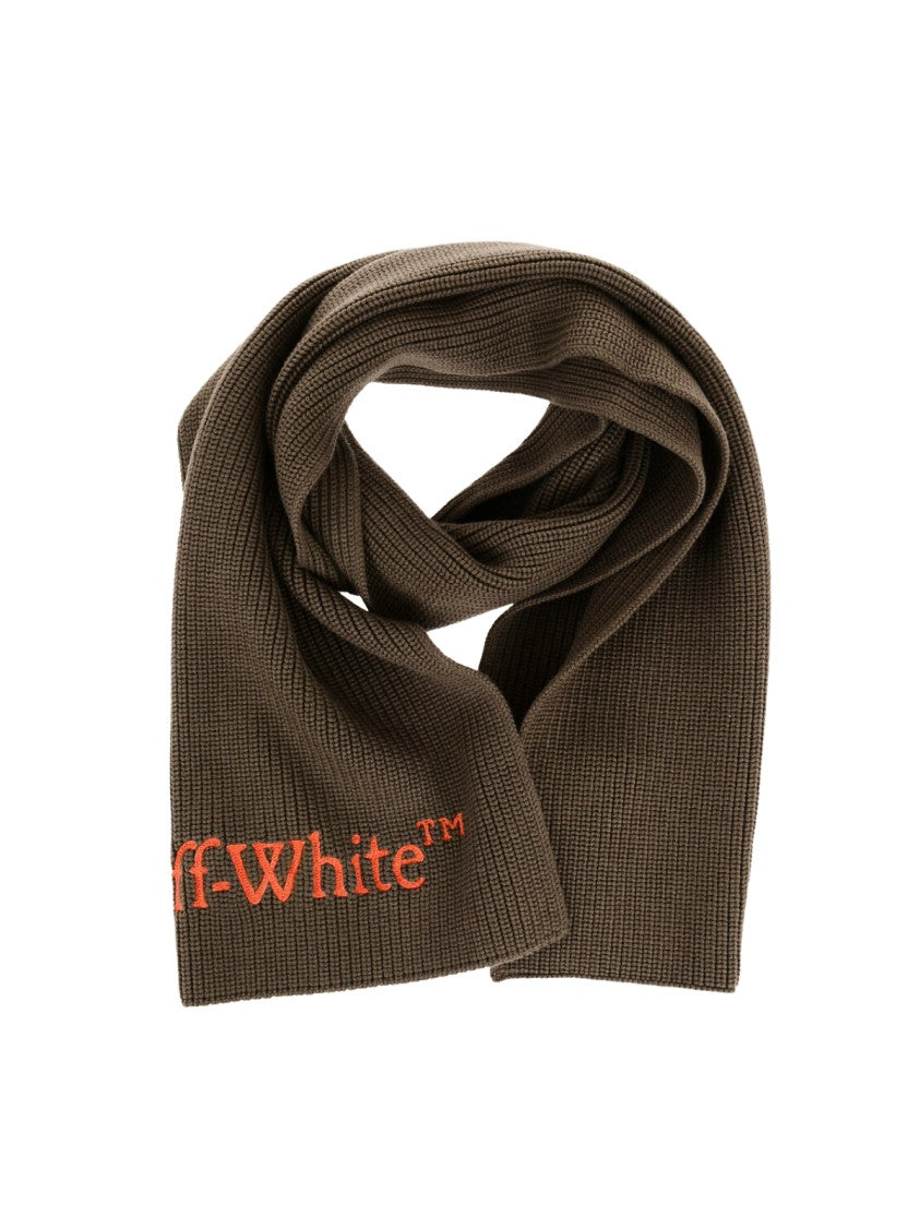 Off-White Bookish Logo Knit Wool Scarf