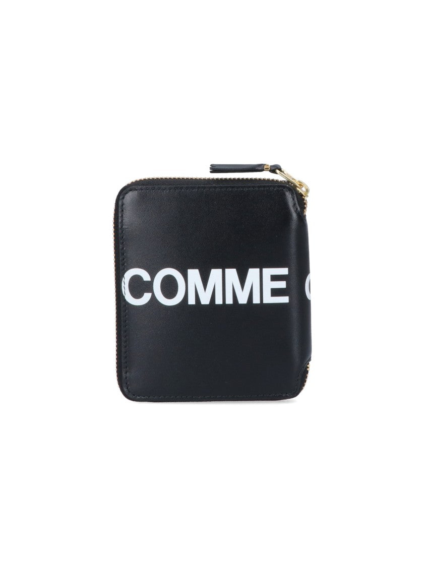Comme Des Garçons Compact Black Wallet With Zip-Around Closure