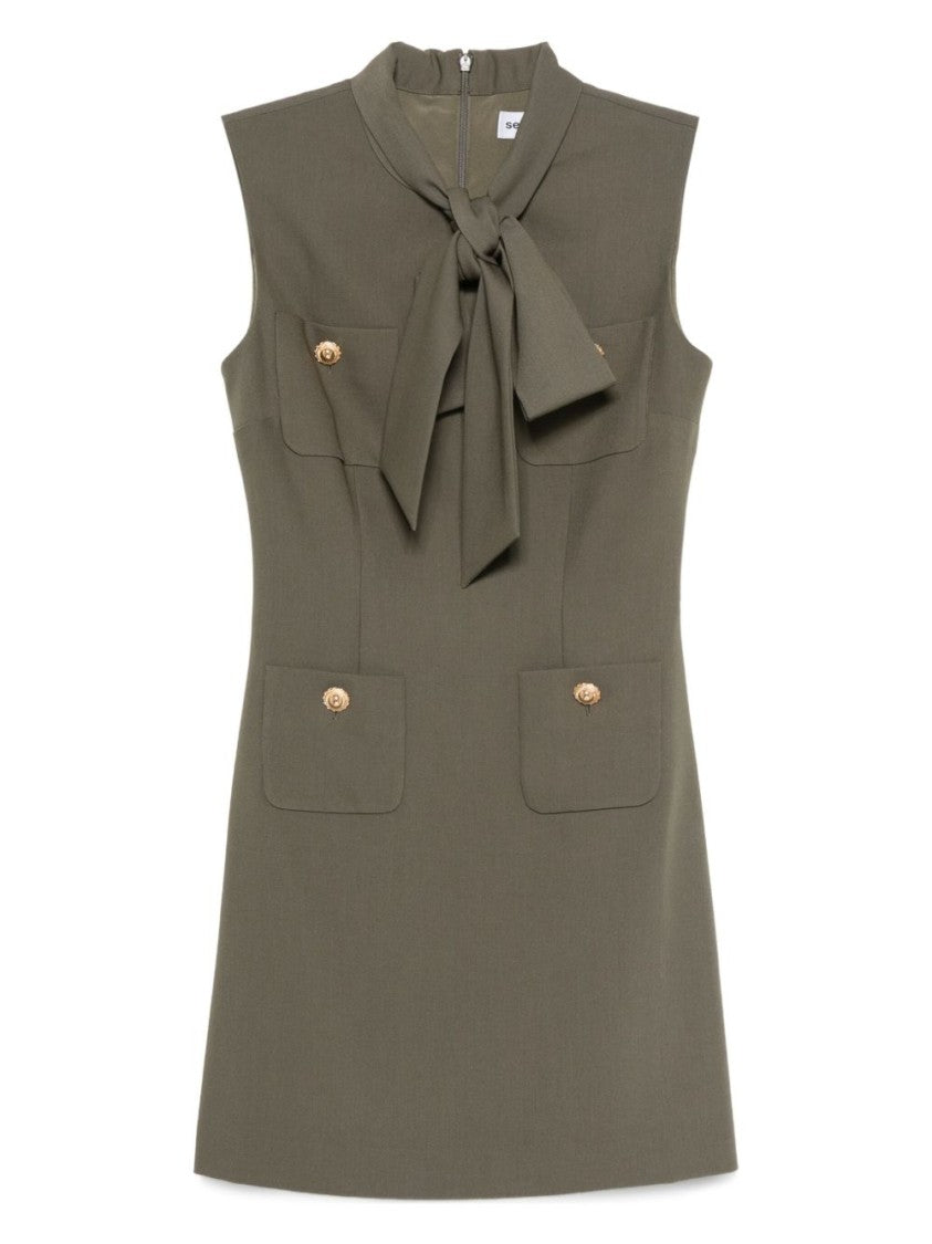 Self-Portrait Fitted Twill Mini Dress