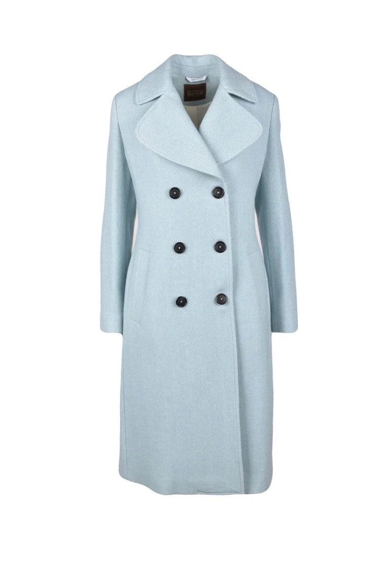 Bottega Martinese Wool Blend Coat - Light Blue