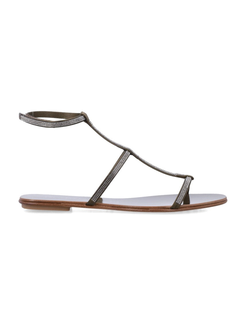 Pedro Garcia Enola Delicate Crystal Chain Flat Sandals