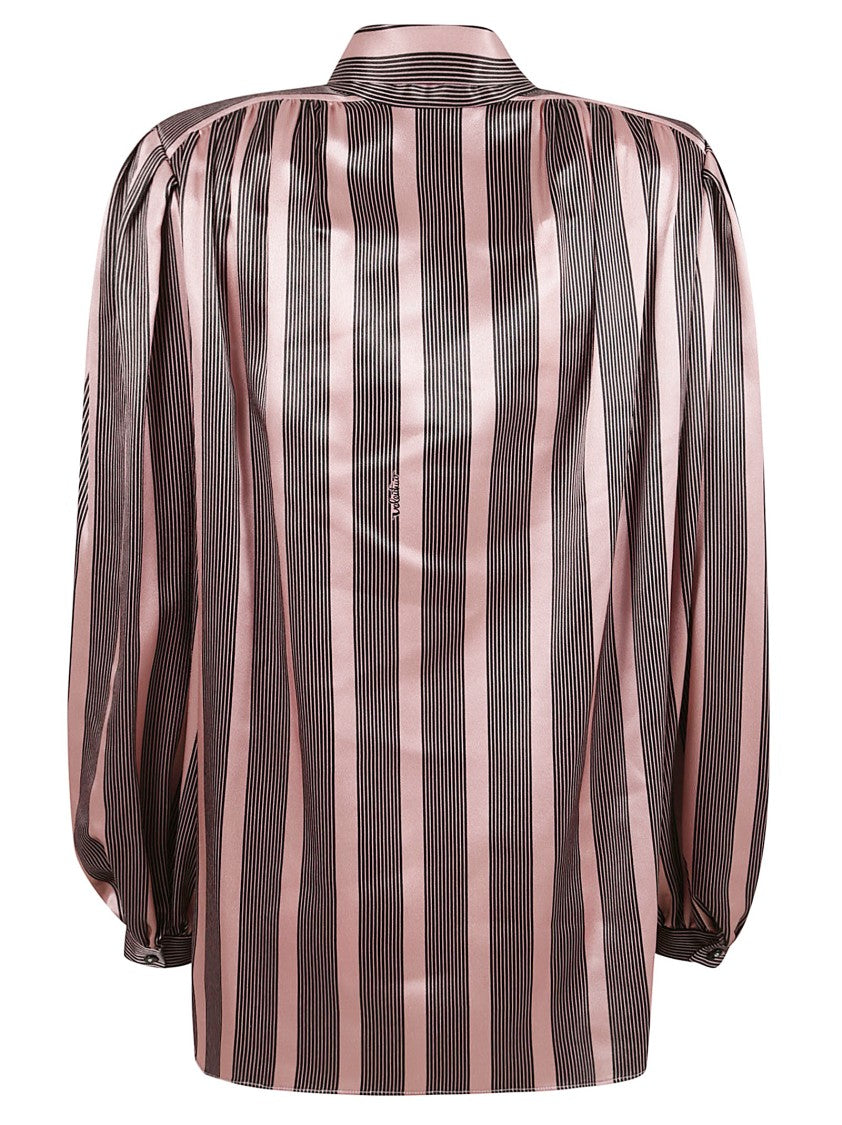 Valentino Garavani Striped Silk Satin Blouse With Lavallière Collar