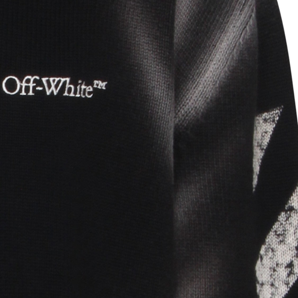 Off-White Faded Black Sweater With Distressed Details