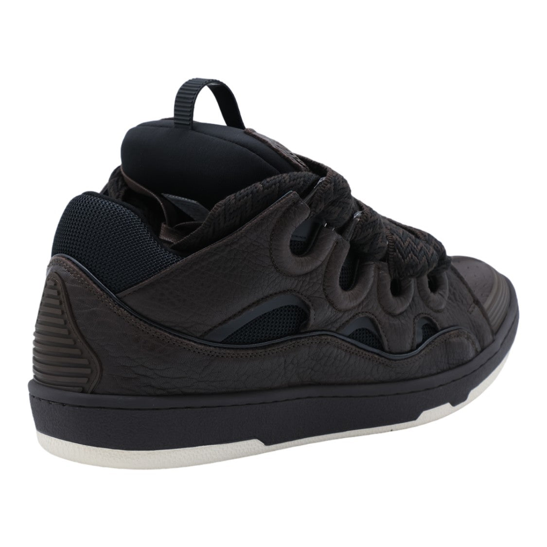 Lanvin Black Textured Herringbone Lace Sneakers