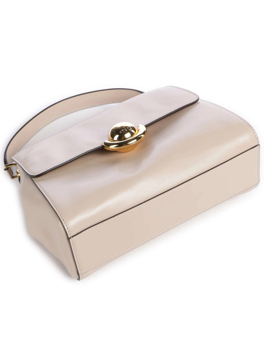 Furla Domus S Structured Neutral Leather Handbag