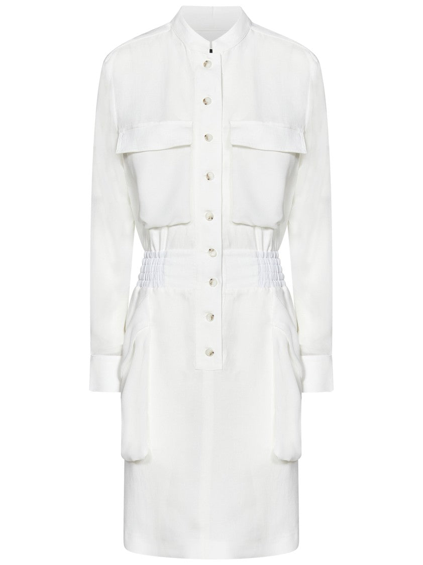 Pinko Mini Shirt Dress With Semi-Transparent Georgette Inserts