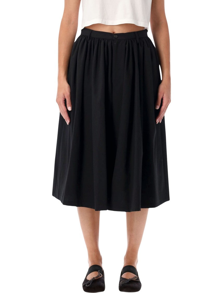 Mm6 By Maison Margiela Fluid Wide-Leg Bermuda Skirt With Gathered Waistband