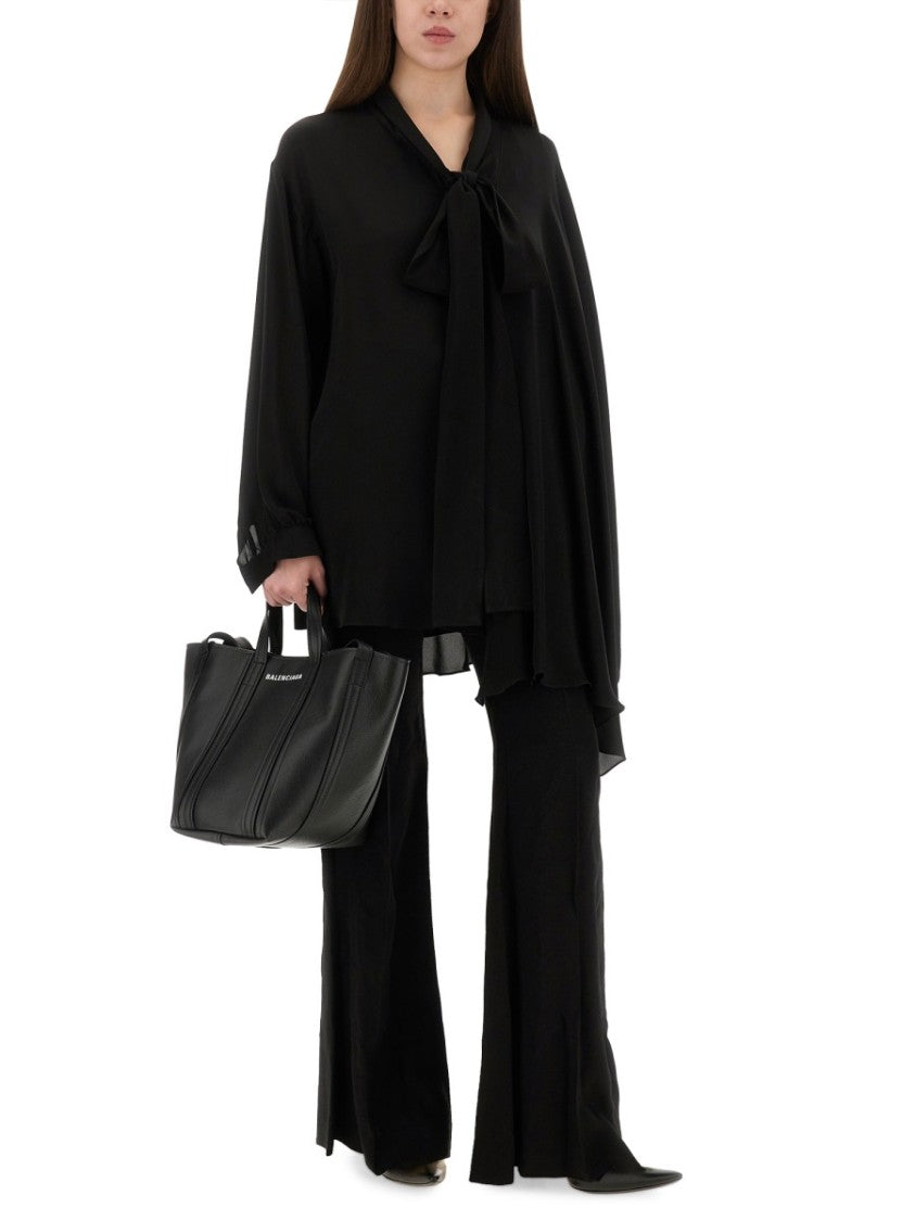 Balenciaga Asymmetrical Scarf Loose Silk Blouse