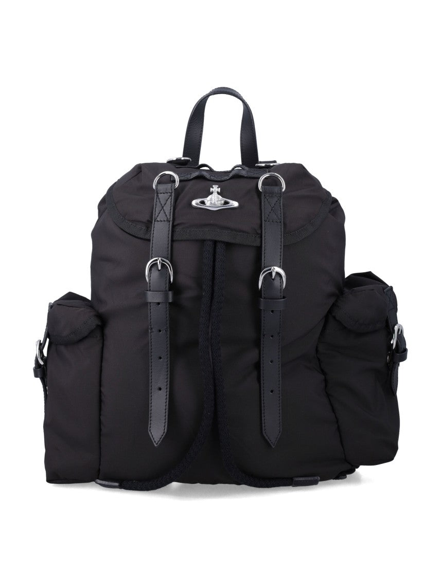 Vivienne Westwood Black Highland Backpack With Technical Fabric And Leather Straps