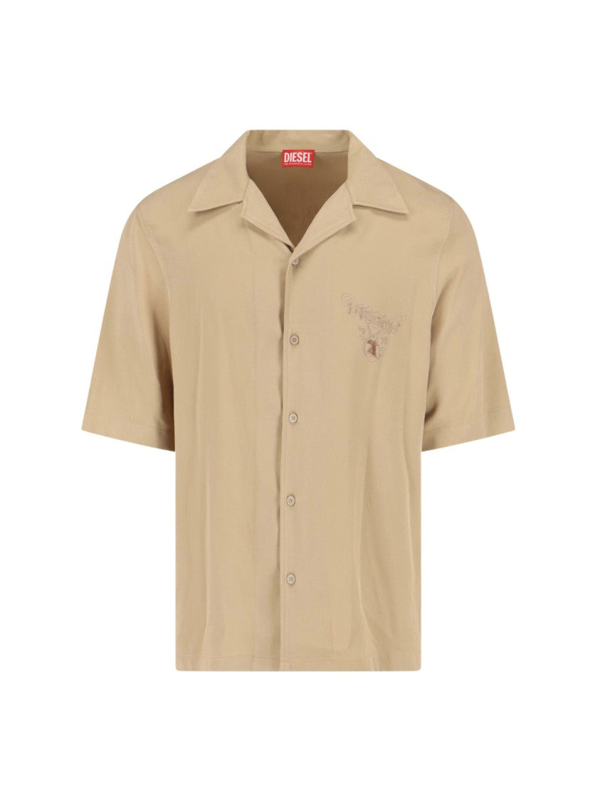 Diesel Beige Short Sleeve Printed Shirt