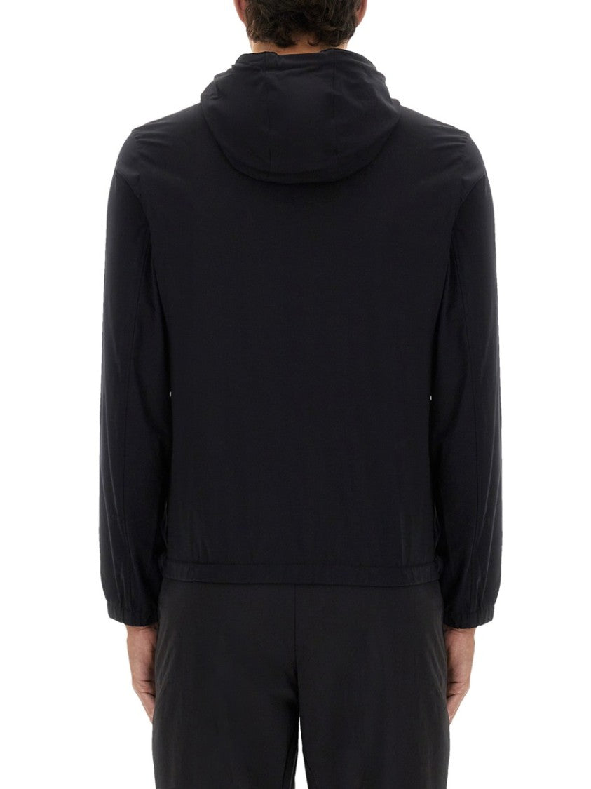 Boss Minimalist Hooded Jacket With Zip Front And Elastic Cuffs