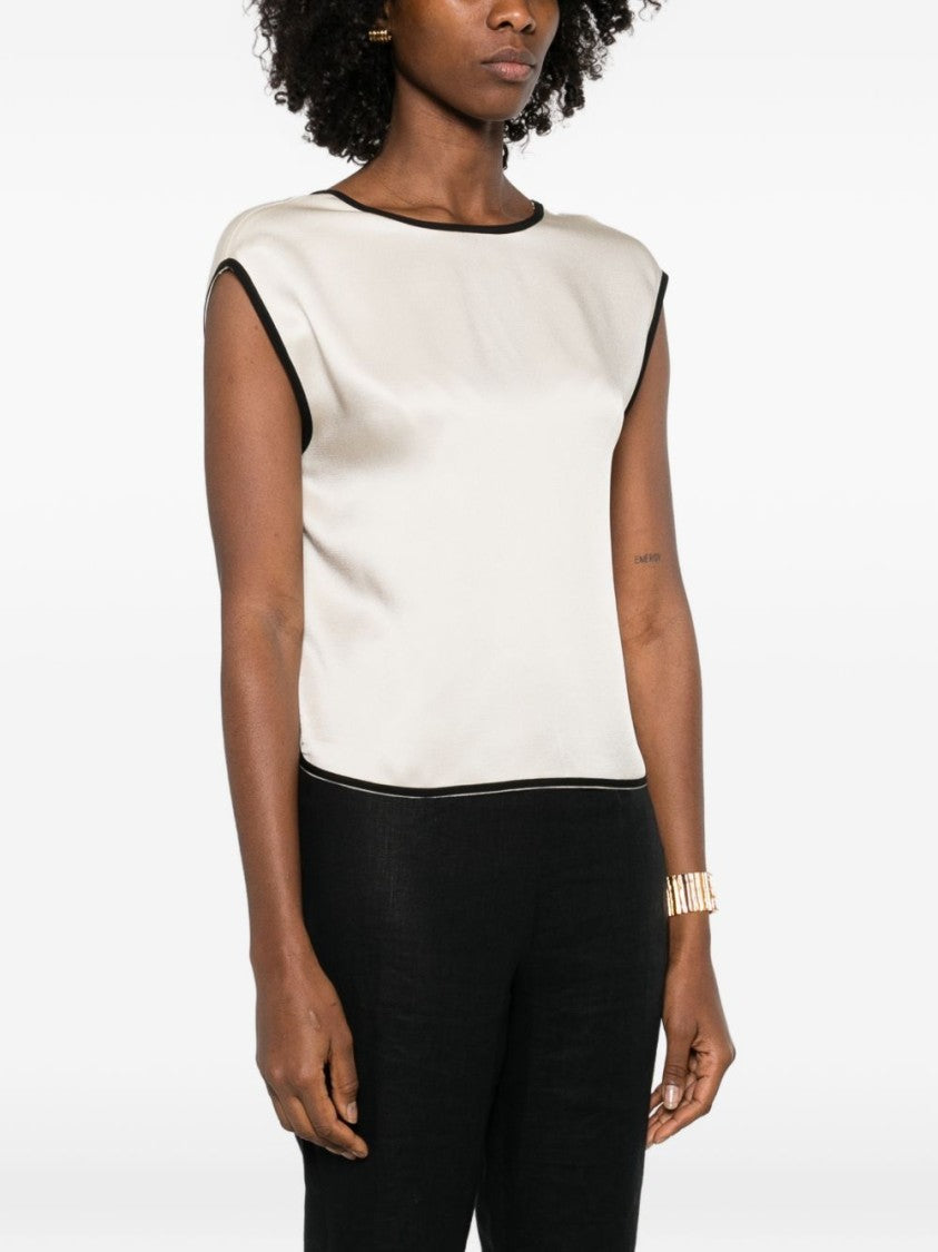Forte Forte Boxy Cropped Sleeveless Top With Contrasting Piping