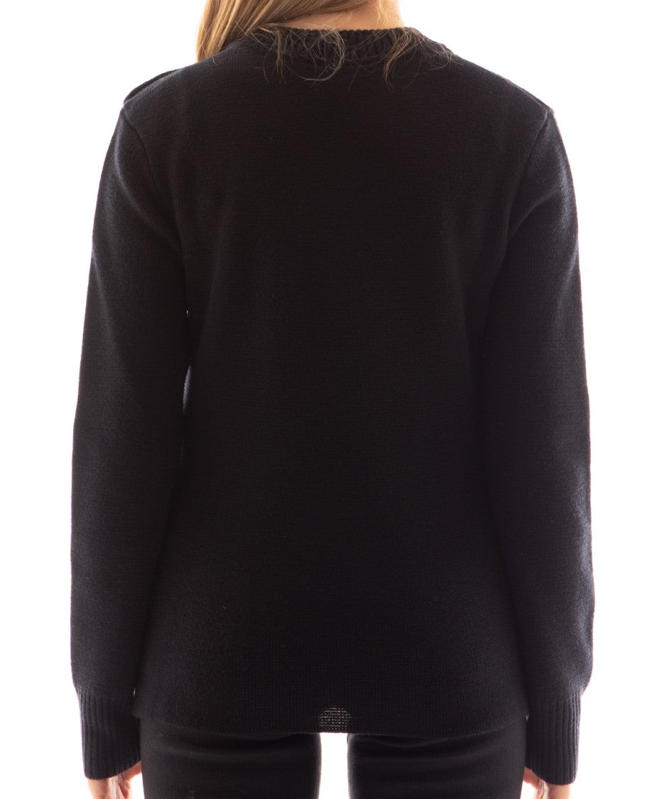 Rabanne Black Virgin Wool Sweater With Buttons