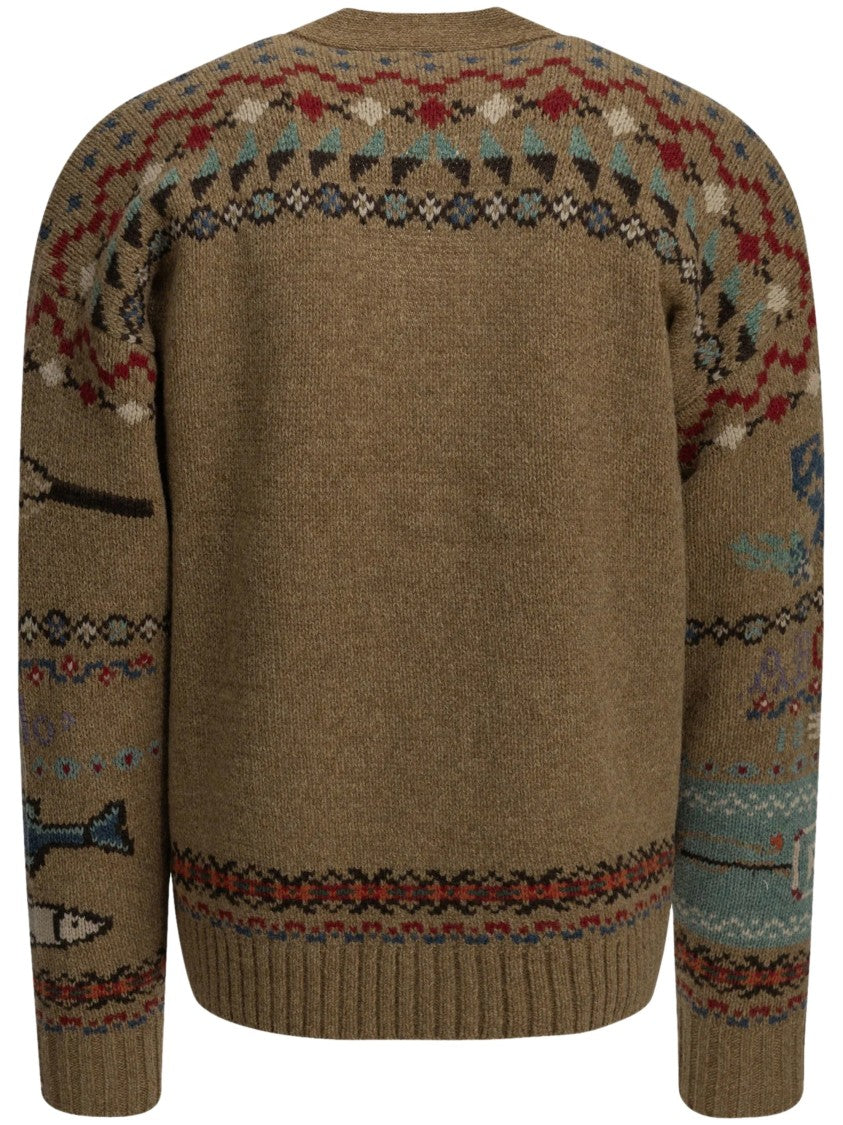 Polo Ralph Lauren Intarsia-Knit V-Neck Cardigan With Scenic Motifs