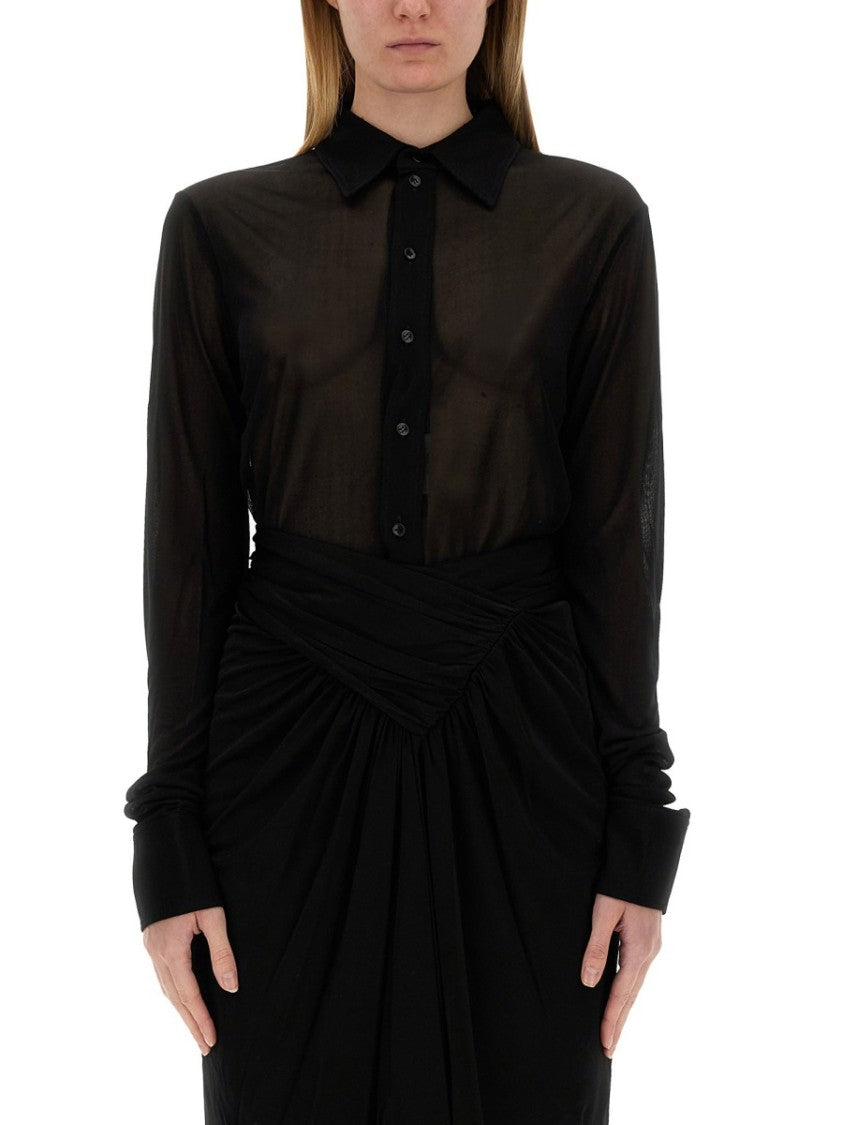 Saint Laurent Long-Sleeved Sheer Jersey Shirt With Fitted Silhouette